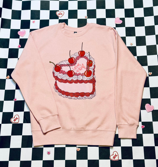 Valentines Cake Pink Crewneck